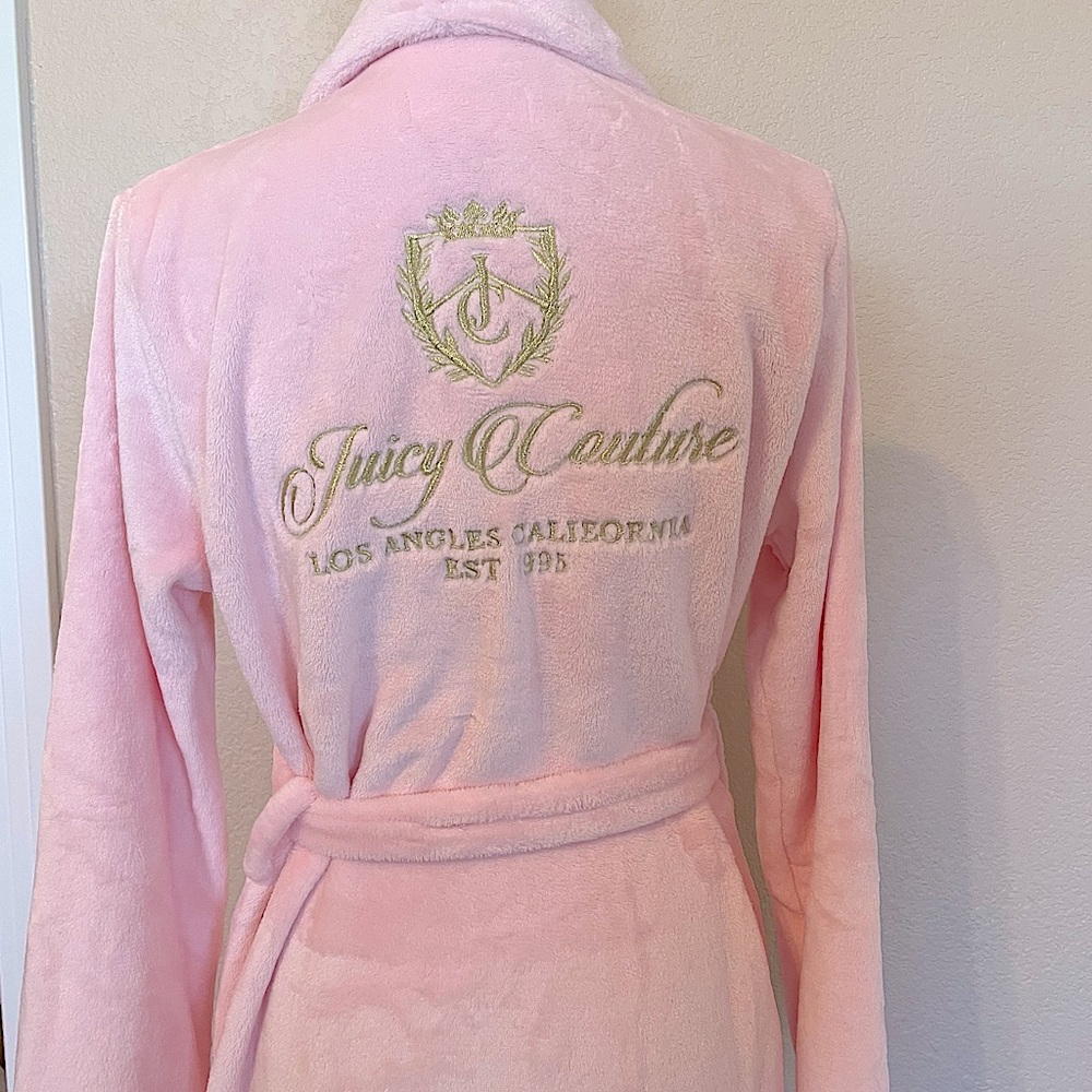 Juicy Couture pink plush robe NWT L/XL - Picture 2 of 6